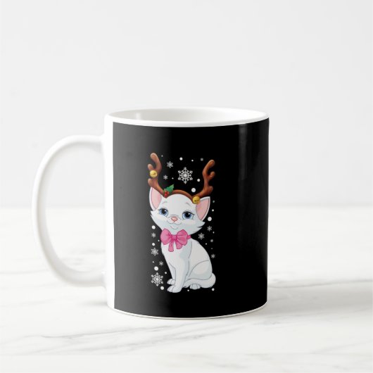 Mug Jote Noël Cat Reindeer Amoureux de les chats Funny (Gauche)