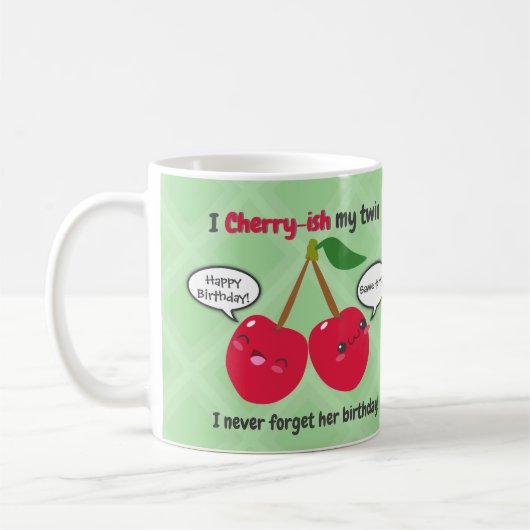 Mug Jote Red Cherry Kawaii Twins Anniversaire (Gauche)