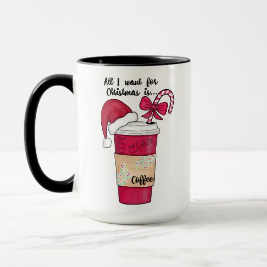 Mug Jote Red Santa Hat Café Sucre de canne Noël (Gauche)