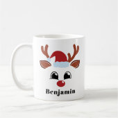 Mug Jote Reindeer Boy Noël Nom personnalisé (Gauche)