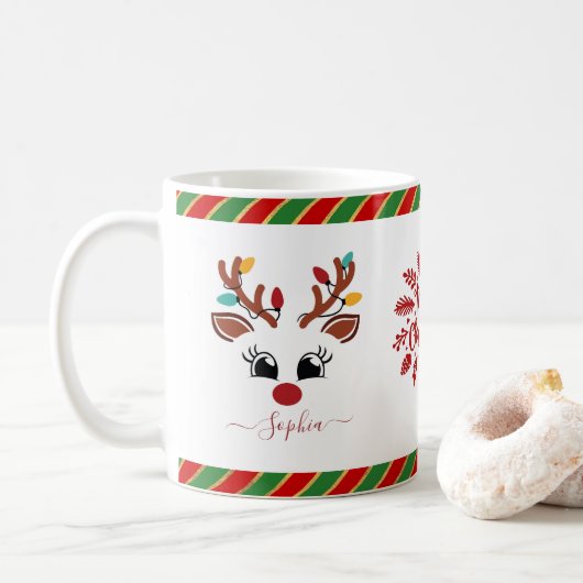 Mug Jote Reindeer Noël Enfants Chocolat chaud (Avec donut)