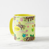 Mug Jote Sloth Jaune Motif Funny Lazy Citation Florale (Devant gauche)