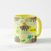 Mug Jote Sloth Jaune Motif Funny Lazy Citation Florale (Devant droit)