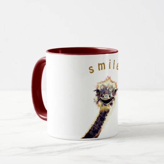 Mug jouant avec une autruche joyeuse - Smile (Devant gauche)
