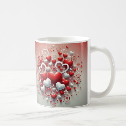 Mug Jouer aux Coeurs Rouge et Blanc La Saint-Valentin (Droite)