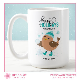 Mug Jouer aux oiseaux d'hiver dans la neige Personnali