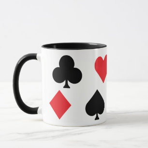 Mug Jouer des cartes Costumes Symboles en rouge et noi