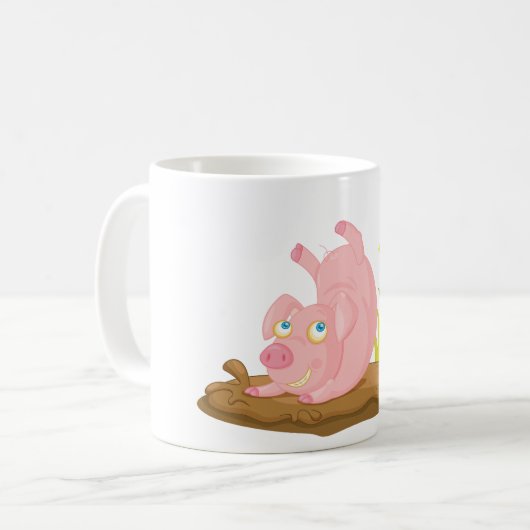 Mug Jouer le cochon dans la boue drôle animal de ferme (Devant gauche)