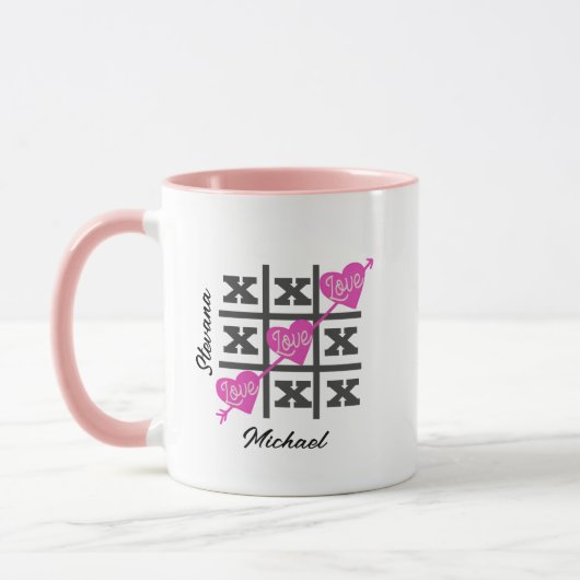 Mug Jouer Tic-Tac-Toe Valentines Coeur Romantique Cade (Gauche)