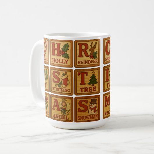 Mug Jouet de Noël Blocs en bois (Devant gauche)