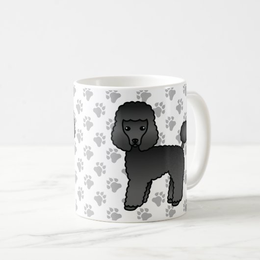 Mug Jouet noir Poodle mignon chien de dessin (Devant droit)