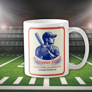 Mug Joueur de baseball bleu vintage Homme 50e annivers