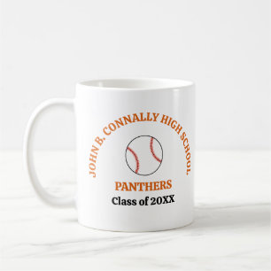 Mug Joueur de baseball personnalisé au lycée Orange