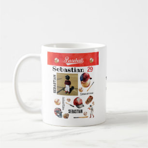 Mug Joueur de baseball Softball Photo & Nom PERSONNALI