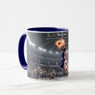Mug Joueur de basket-ball avec sur le feu Slam Dunk #3