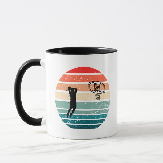 Mug Joueur de basket-ball slunk coucher de soleil rétr (Gauche)
