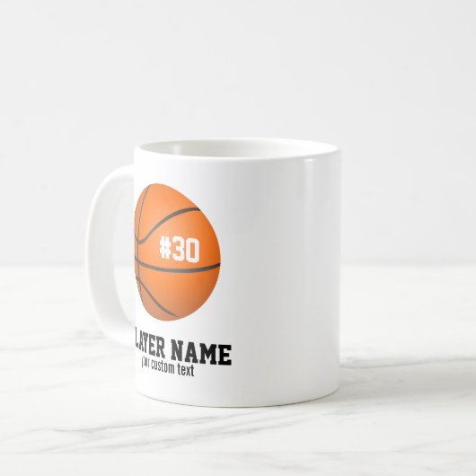 Mug Joueur de basket et équipe faits sur commande (Devant gauche)