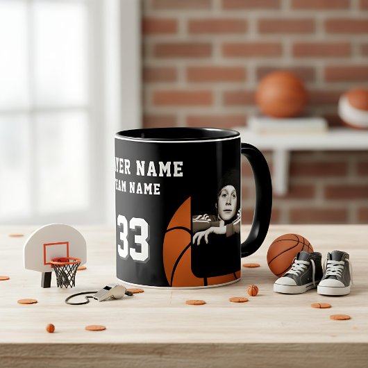 Mug Joueur de basket Nom Numéro Équipe 2 Photos
