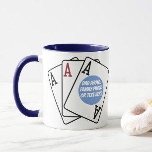 Mug Joueur de carte personnalisée, Poker Trois As Phot