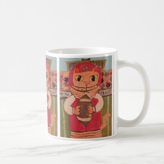 Mug Joueur de football Chat Folk Art amusant peinture (Droite)