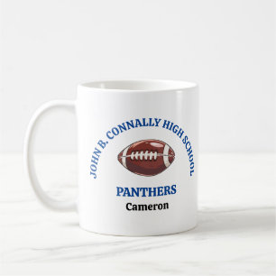 Mug Joueur de football personnalisé au lycée bleu