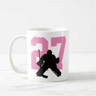Mug Joueur de hockey personnalisé Numéro rose