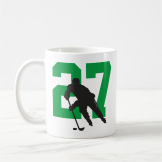 Mug Joueur de hockey personnalisé Numéro vert noir