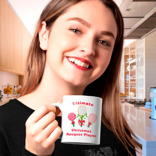 Mug Joueur de tennis, paddleball, pickleball à Noël