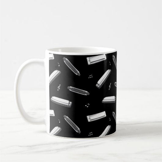 Mug Joueur d'harmonica Bouche Organ Musique Notes Moti (Gauche)