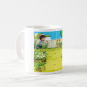 Mug Joueur garçon courir dans un Jardin vert luxuriant (Devant gauche)
