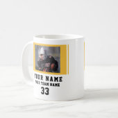 Mug Joueur noir Jaune Nom Numéro d'équipe Photo (Devant gauche)