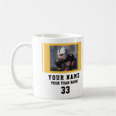 Mug Joueur noir Jaune Nom Numéro d'équipe Photo (Gauche)