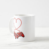 Mug Joueur Vidéo Valentines Jour Avec Contrôleurs Coeu (Devant gauche)