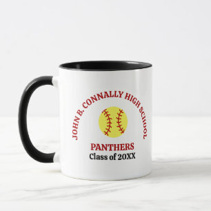 Mug Joueuse de softball au lycée rouge personnalisée