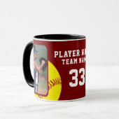 Mug Joueuse de softball Nom Numéro Équipe 2 Photos (Devant gauche)