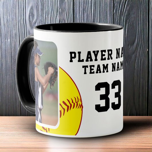 Mug Joueuse de softball Nom Numéro Équipe 2 Photos