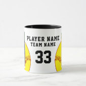Mug Joueuse de softball Nom Numéro Équipe 2 Photos (Centre)