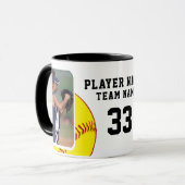 Mug Joueuse de softball Nom Numéro Équipe 2 Photos (Devant gauche)