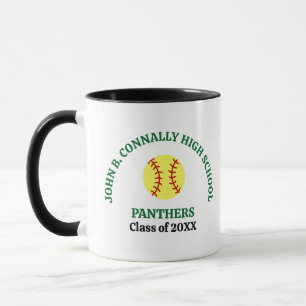 Mug Joueuse de softball personnalisée de lycée vert