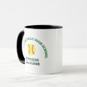 Mug Joueuse de softball personnalisée de lycée vert (Devant gauche)