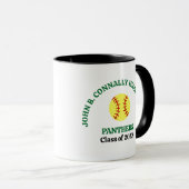 Mug Joueuse de softball personnalisée de lycée vert (Devant droit)