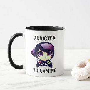 Mug Joueuse Kawaii personnalisée accro aux jeux vidéo