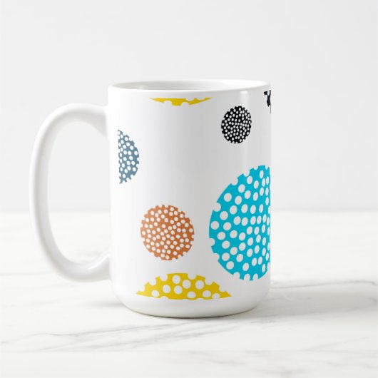 Mug Joueuse, tendance, cool, amusante, cercles pointil (Gauche)