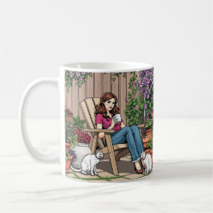 Mug Jour de détente   Femmes avec café, chats et Plant