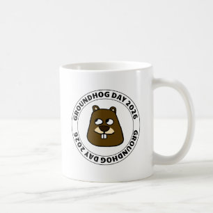 Mug Jour de la marmotte 2026 avec visage de marmotte