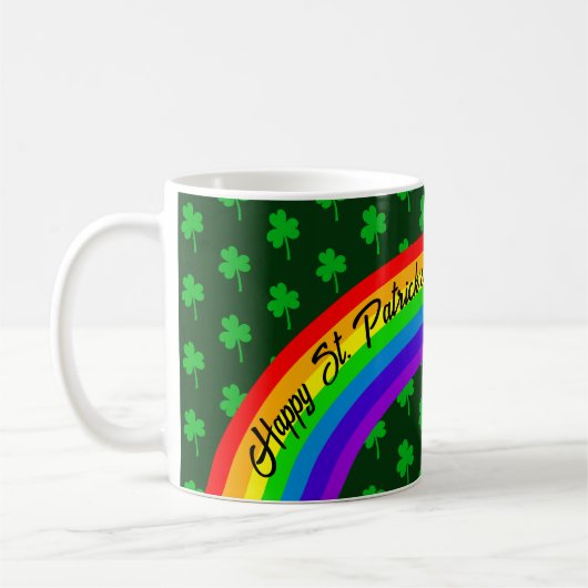 Mug Jour de la Saint Patrick arc-en-ciel Vert Clover p (Gauche)