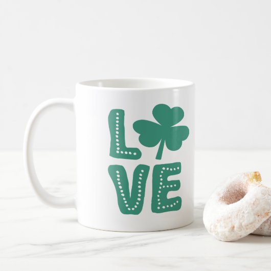 Mug Jour de la Saint Patrick d'amour Shamrock irlandai (Avec donut)