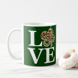 Mug Jour de la Saint Patrick Leopard Love Shamrock