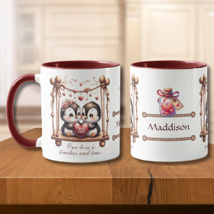 Mug Jour de la Saint-Valentin vrais amour manchots sur