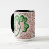 Mug Jour de la shamrock St Patrick en dentelle de Mono (Devant gauche)